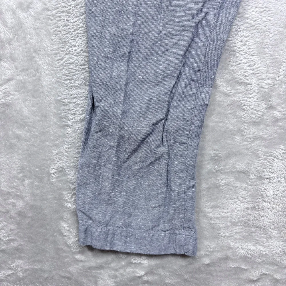 Banana Republic Aiden Chino Pants Mens 35x30 Blue Grey Linen Cotton Blend Slim